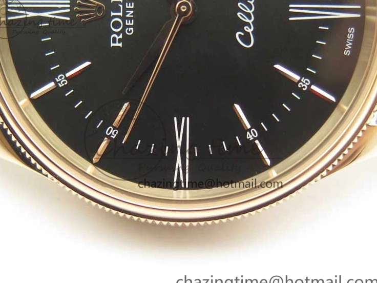 1222 Tailored Cellini Time 50509 RG MKF Best Edition Black Dial Roman Marker on Brown Leather Strap A3132 V 3406
